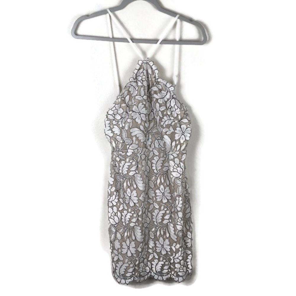 Lulus Lace Bodycon Mini Dress in Ivory/Beige
